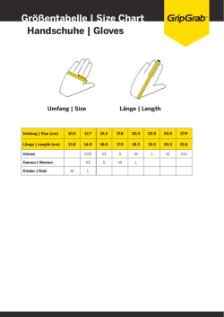 Gr&ouml;&szlig;entabelle | Size Chart Handschuhe | Gloves - Bike
