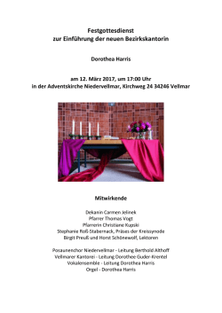 Festgottesdienst zur Einf&uuml;hrung der neuen Bezirkskantorin