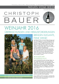 Neues aus dem Weingut Christoph Bauer