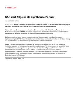 SAP ehrt Allgeier als Lighthouse Partner