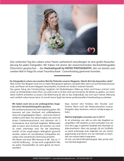 Interview im Hochzeitmagazin TRAUMHOCHZEIT