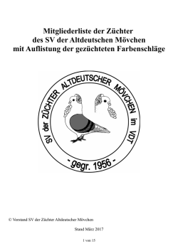 Mitgliederliste der Züchter des SV der Altdeutschen Mövchen mit