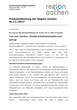 PM 11-2017 Frau und Karriere - Zweckverband | Region Aachen