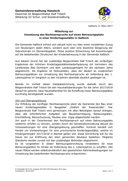Rechtsanspruch auf einen Betreuungsplatz