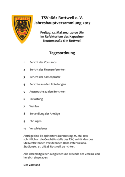 Jahreshauptversammlung 2017 Agenda