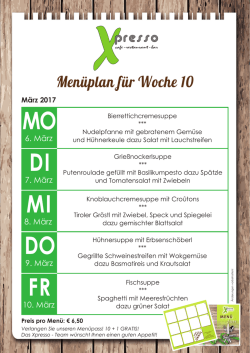 Menüplan der Woche