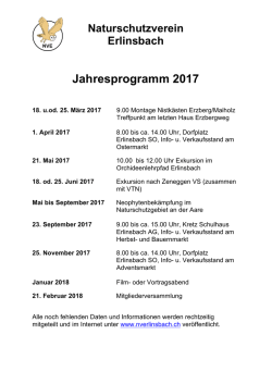 Jahresprogramm 2017 - Naturschutzverein Erlinsbach