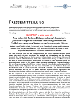 Pressemitteilung der Freien Universität Berlin zum Forschungsprojekt