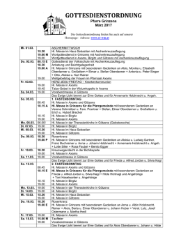 Gottesdienstordnung Grinzens M&auml;rz 2017