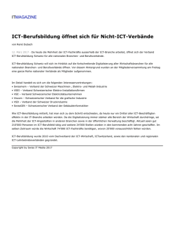 ICT-Berufsbildung &ouml;ffnet sich f&uuml;r Nicht-ICT