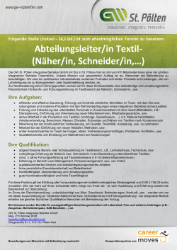Abteilungsleiter/in Textil- (Näher/in, Schneider/in,…)