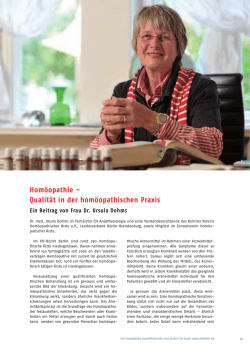 Homöopathie – Qualität in der homöopathischen