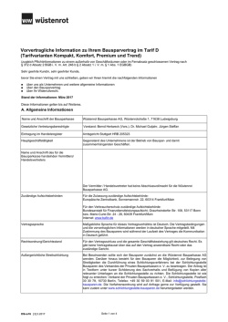 Vorvertragliche Information zu Ihrem