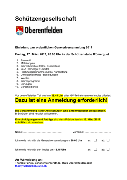 Einladung GV 2017 - Schützengesellschaft Oberentfelden