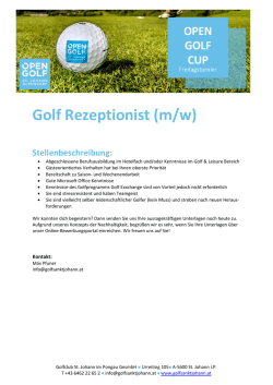 Golf Rezeptionist (m/w) - OPEN GOLF ST. JOHANN ALPENDORF