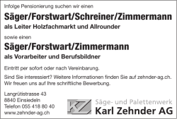 Säger/Forstwart/Schreiner/Zimmermann Säger