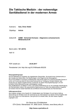 Die Taktische Medizin : der notwendige Sanit&auml;tsdienst - E