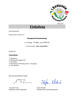 Einladung - 1. Kompanie im Bürgerbataillon Hausberge