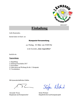 Einladung - 1. Kompanie im B&uuml;rgerbataillon Hausberge
