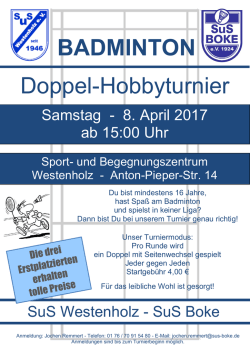 Doppel-Hobbyturnier BADMINTON