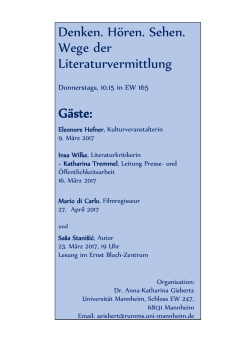 Literaturvermittlung-Termine - Germanistik