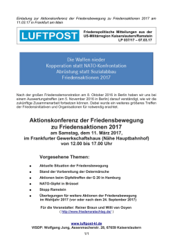 Einladung zur Aktionskonferenz der Friedensbewegung zu