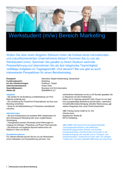 Werkstudent (m/w) Bereich Marketing