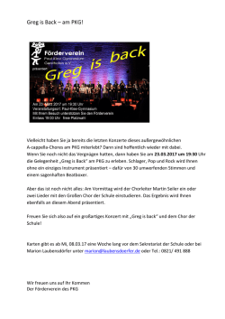 Greg is Back &ndash; am PKG!