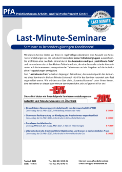 Last Minute Seminare - PfA