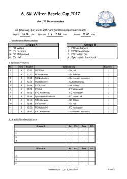 Turnierplan U13 - SK Wilten Innsbruck