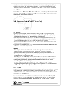 HR Generalist 80-100% (m/w)