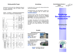Einjährige Berufsfachschule Holztechnik Tischler