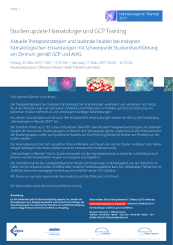 H&auml;matologie im Wandel 2017 - Kompetenznetz Maligne Lymphome