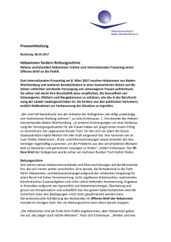 Pressemitteilung Hebammen fordern Rettungsschirm