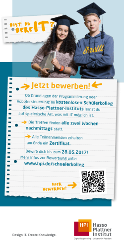 Flyer "Schülerkolleg" - Hasso-Plattner