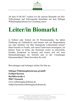 Leiter/in Biomarkt - Creuzburger Käsemanufaktur