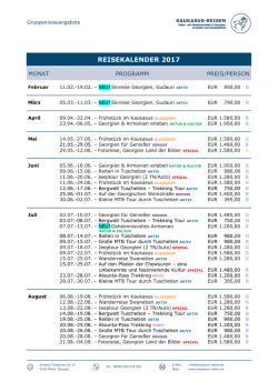 reisekalender 2017 - Kaukasus