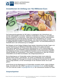 Investitionen im Umfang von 16,6 Millionen Euro