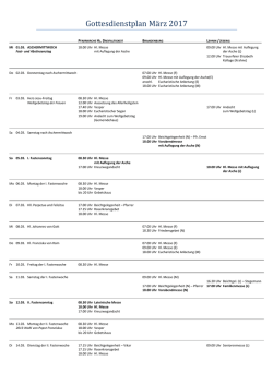 Gottesdienstplan März 2017 - "Heilige Dreifaltigkeit" Brandenburg