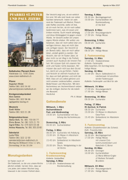 Pfarrblatt M&auml;rz 2017 - Katholische Kirchgemeinde Zizers