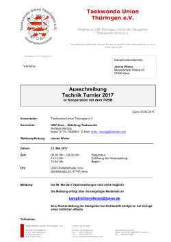 Auschreibung - Taekwondo Union Thüringen eV