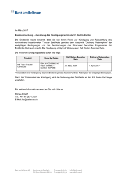 Im M&auml;rz 2017 Bekanntmachung &ndash; Aus&uuml;bung des K&uuml;ndigungsrechts