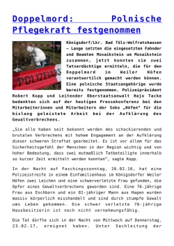 Doppelmord: Polnische Pflegekraft festgenommen