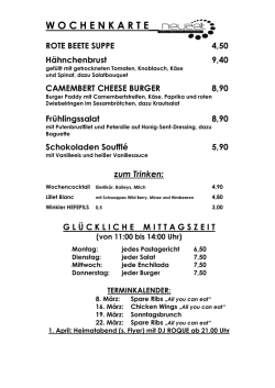 Die Wochenkarte zum