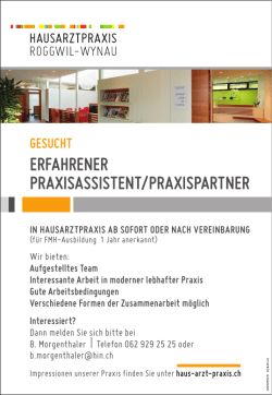 ERFAHRENER PRAXISASSISTENT/PRAXISPARTNER