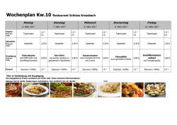 Wochenplan Kw.10 Restaurant Schloss Kressbach