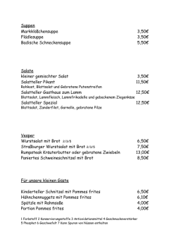 Speisekarte - Gasthaus zum Lamm | Ettenheim