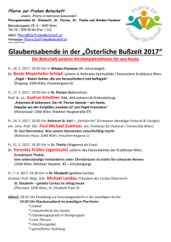 Glaubensabende in der &bdquo;&Ouml;sterliche Bu&szlig;zeit 2017&ldquo;