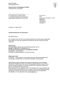 Information zur Aufnahmepr&uuml;fung