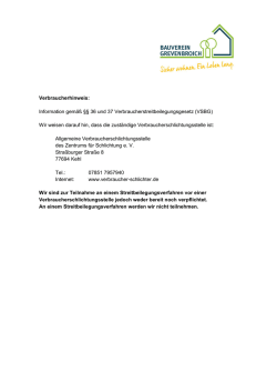 Information gem&auml;&szlig; &sect;&sect; 36 und 37 Verbraucherstreitbeilegungsgesetz